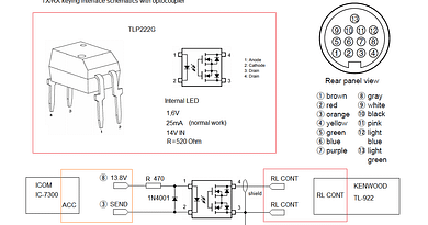 IC-7300 => Schémas d’interface TL-922 TX / RX avec optocoupleur